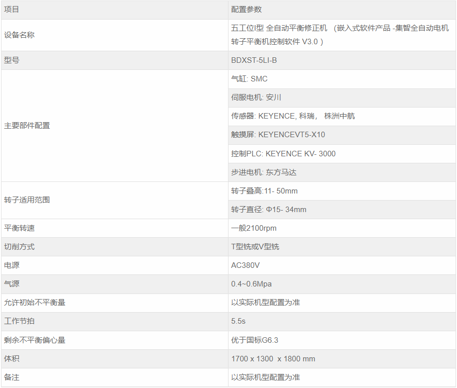 平衡機設(shè)備參數(shù)